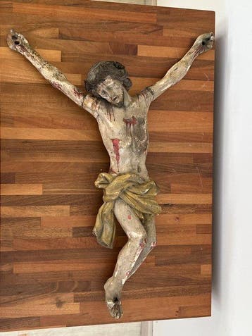 Crucifix - Hout - 1800-1850 - Corpus Christi - 51 cm, Antiek en Kunst