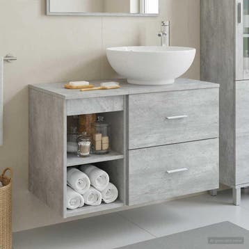 vidaXL Badkamermeubel Set 2 st Betongrijs Bewerkt hout, Verzenden