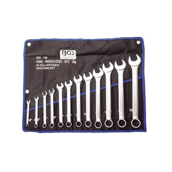 Ring/steeksleutel set 12-delig INCH maten (Handgereedschap), Auto diversen, Autogereedschap, Nieuw, Verzenden