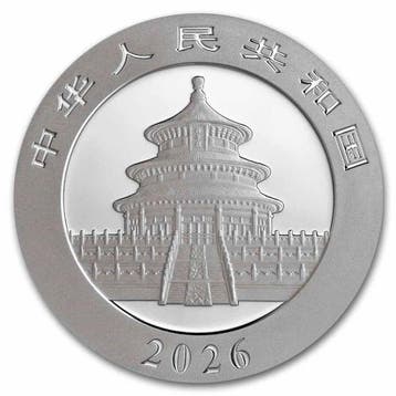 China. 10 Yuan 2014 1 oz ¥10 CNY Chinese Silver Panda Coin