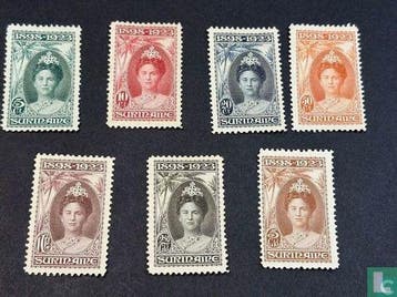 Suriname - Regeringsjubileum Wilhelmina 1898-1923 - 1923, Postzegels en Munten, Verzenden, Postfris