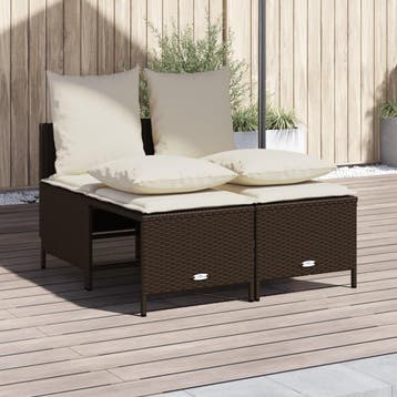 vidaXL 4-delige Loungeset met kussens poly rattan bruin, Verzenden, Loungeset
