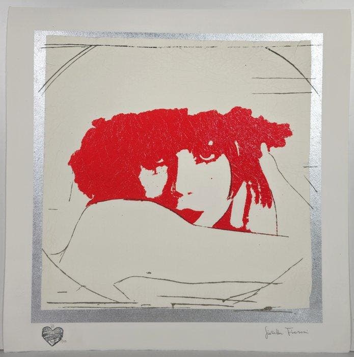 Giosetta Fioroni (1932) - Doppio liberty Rosso, Antiquités & Art, Antiquités | Autres Antiquités