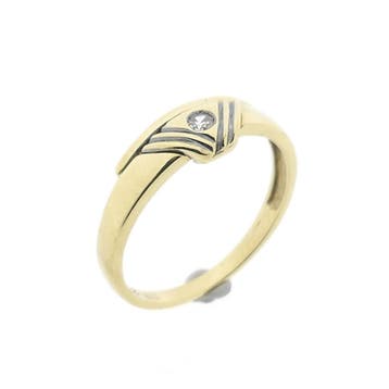 8 karaat solitairring met zirconia, Handtassen en Accessoires, Ringen, Gebruikt, Ophalen of Verzenden, 17 tot 18, Met edelsteen
