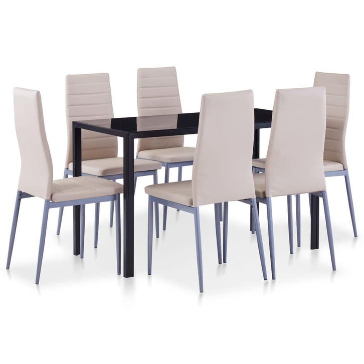 vidaXL 7-delige Eethoek cappuccino, Maison & Meubles, Salles à manger complètes, Envoi