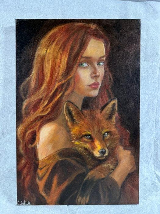 Luigi Improta (1966) - La Ragazza e la Volpe, Antiquités & Art, Art | Peinture | Classique