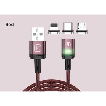USB-C Magnetische Oplaadkabel 1 Meter met LED Lampje - 3A, Télécoms, Téléphonie mobile | Chargeurs pour téléphone, Verzenden