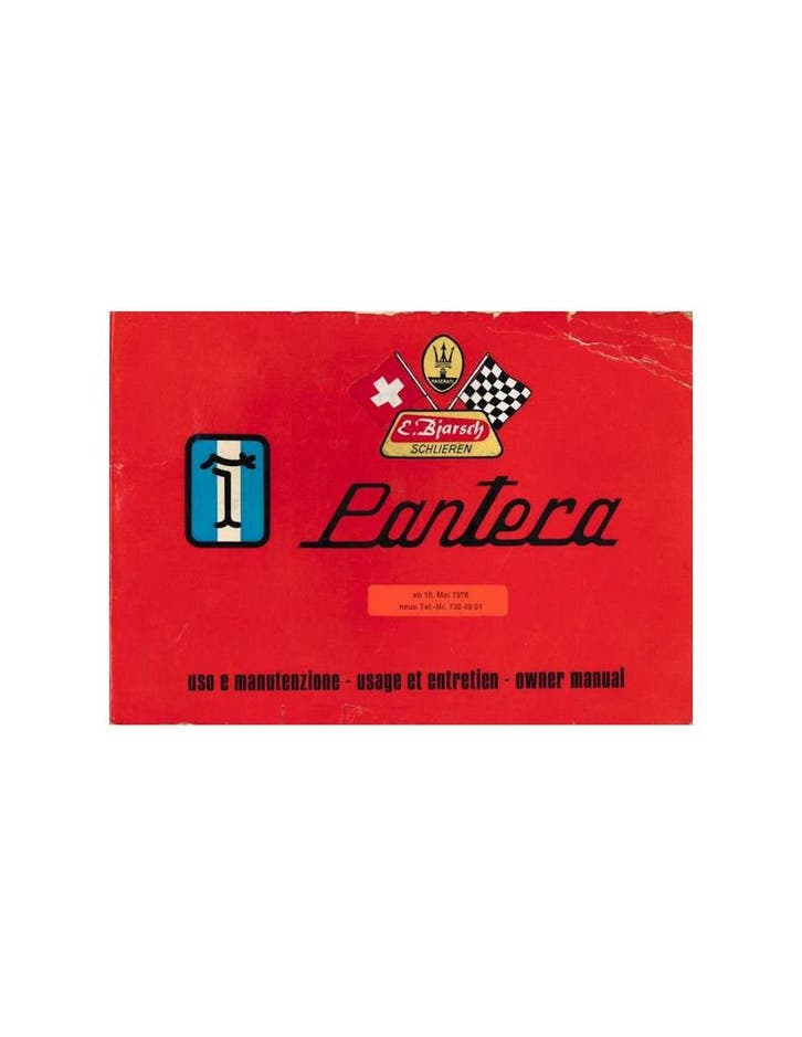 1972 DE TOMASO PANTERA INSTRUCTIEBOEKJE, Autos : Divers, Modes d'emploi & Notices d'utilisation, Enlèvement ou Envoi