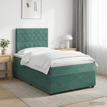 vidaXL Boxspringbed met matras Donkergroen 120 x 190 cm, Maison & Meubles, Verzenden