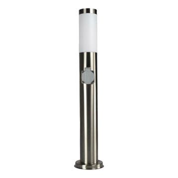 Staande buitenlamp rond met stopcontact zilver 65 cm Korfoe, Verzenden, Nieuw, Overige materialen, Led
