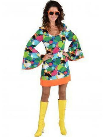 70 s hippie jurk met multicolor bloemenprint, Ophalen of Verzenden, Nieuw