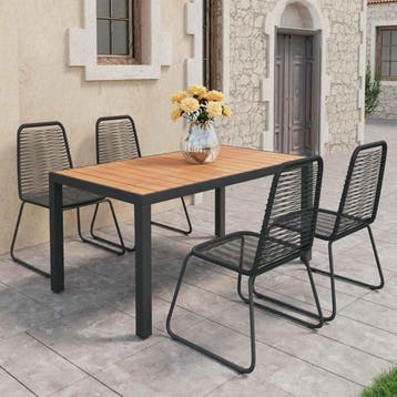 vidaXL 5-delige Tuinset PVC-rattan zwart en bruin, Verzenden, Tuinset