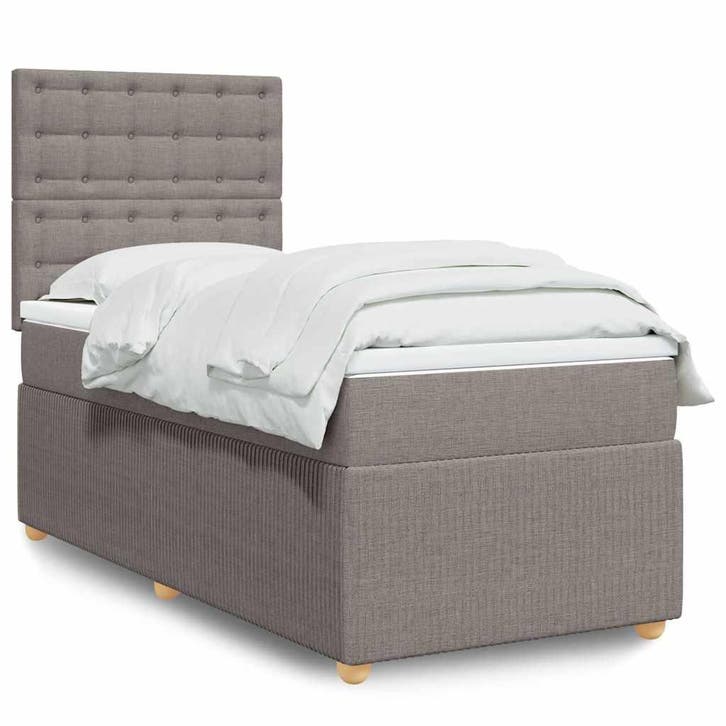 vidaXL Boxspring met matras stof taupe 80x200 cm, Huis en Inrichting, Slaapkamer | Bedden, Nieuw, Verzenden
