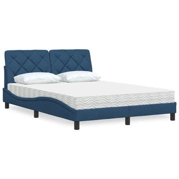 vidaXL Bed met matras stof blauw 140x200 cm, Verzenden, Nieuw