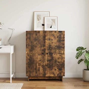 vidaXL Dressoir Gerookt eiken 66 x 34,5 x 90 cm Bewerkt hout, Verzenden