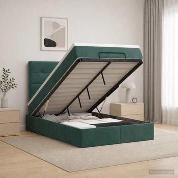 vidaXL Ottoman bed met matras Donkergroen 120 x 200 cm, Verzenden