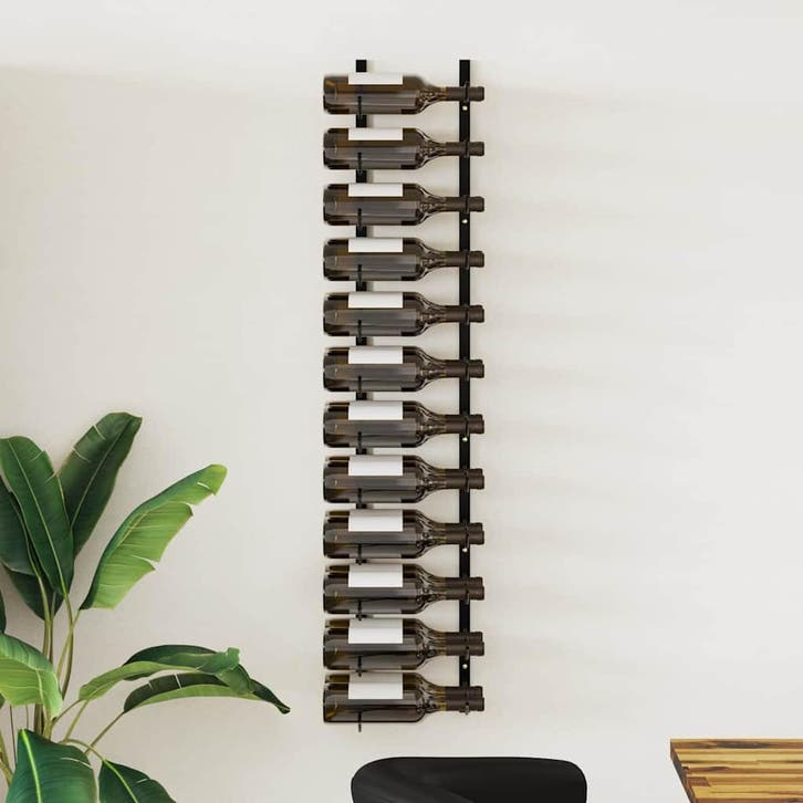 vidaXL Wijnrek voor 24 flessen wandmontage ijzer zwart, Huis en Inrichting, Woonaccessoires | Wijnrekken, Nieuw, Verzenden