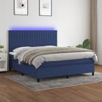 vidaXL Boxspring met matras en LED stof blauw 180x200 cm, Huis en Inrichting, Verzenden, Nieuw