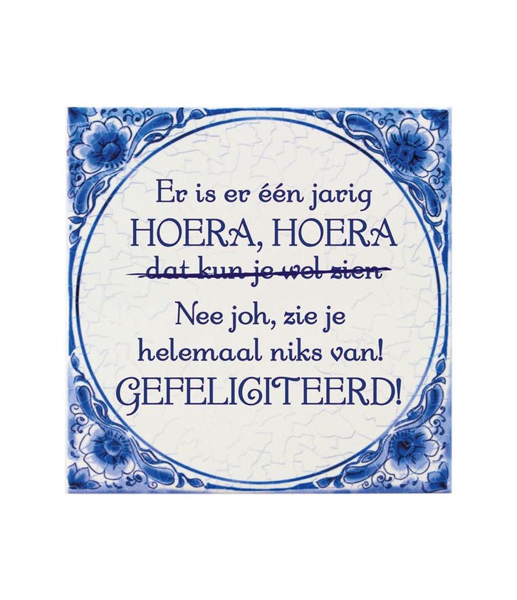 Delftsblauw Tegel Er Is Er Één Jarig 15cm, Maison & Meubles, Accessoires pour la Maison | Peintures, Dessins & Photos, Envoi