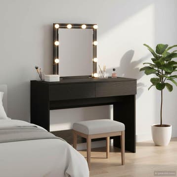 vidaXL Kaptafel Zwart Eiken 100 x 40 x 130 cm Bewerkt hout, Huis en Inrichting, Verzenden, Nieuw
