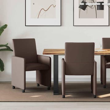 vidaXL Eetkamerstoelen met wielen 2 st Kunstleer Bruin 57 x, Verzenden, Nieuw