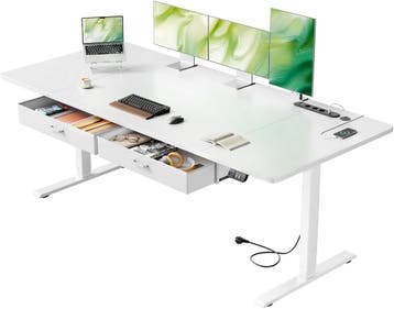 Zit sta bureau - Elektrisch - Verstelbaar - 180x80 cm - Wit, Verzenden