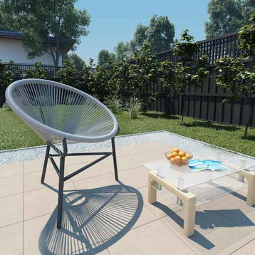 vidaXL Tuinmaanstoel poly rattan grijs, Verzenden