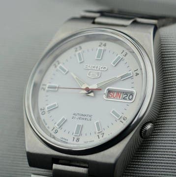 Seiko - 5 Automatic White Dial - Zonder minimumprijs -