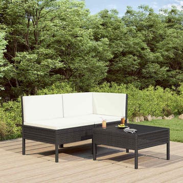 Tuinset Zwart -59% korting! Top retour deal (loungeset), Tuin en Terras, Gebruikt, 3 zitplaatsen, Loungeset, Bank