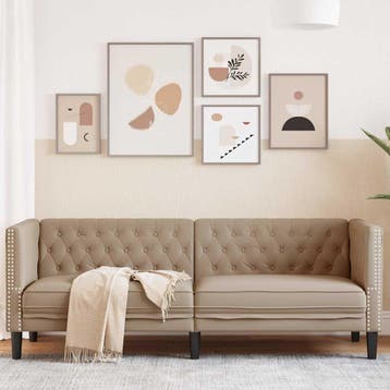 vidaXL Driezitsbank / zetel Chesterfield-stijl kunstleer, Verzenden, Nieuw