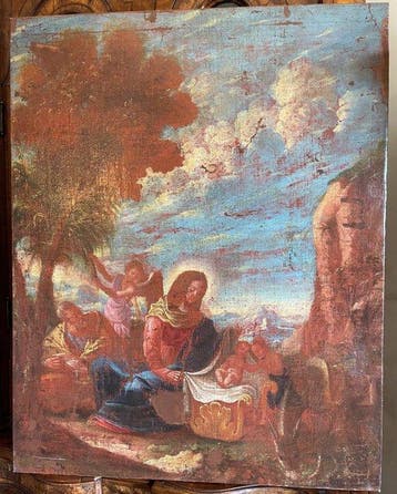 École italienne (XVIII) - Sacra Famiglia, Antiek en Kunst, Kunst | Schilderijen | Klassiek