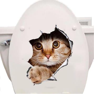 Wc-bril Kat 3d Sticker, Verzenden, Nieuw