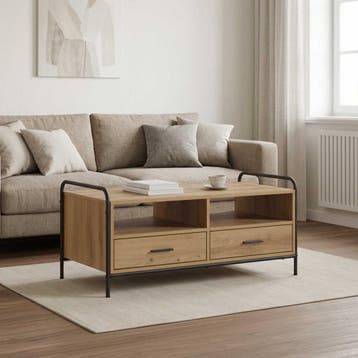 vidaXL Salontafel Artisanaal eiken 99,5 x 49 x 46 cm Bewerkt, Verzenden