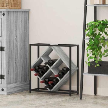 vidaXL Wijnrek 16 flessen Bewerkt hout Grijs Sonoma, Verzenden, Nieuw