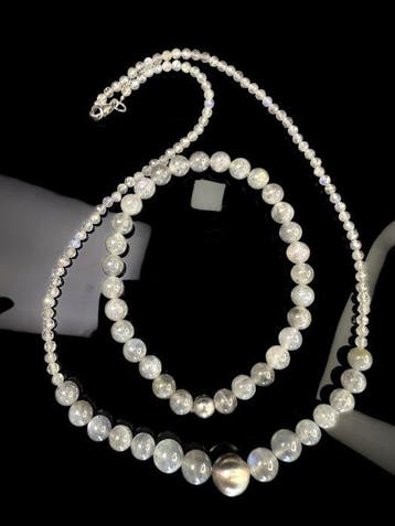labradoriet | Ketting en armband van 925 sterlingzilver- 24