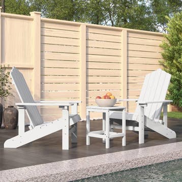 vidaXL Tuinstoelen Adirondack met tafel HDPE wit, Verzenden