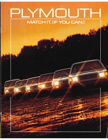 1985 PLYMOUTH PROGRAMMA BROCHURE ENGELS (USA), Nieuw