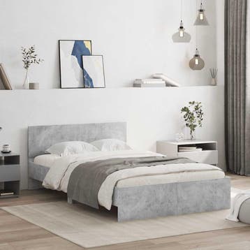 vidaXL Bedframe met hoofdeinde betongrijs 120x200 cm, Verzenden