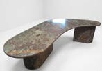 Table - Marbre - Table basse en marbre veiné des années 70,