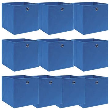 vidaXL Opbergboxen 10 st 32x32x32 cm stof blauw, Verzenden, Nieuw