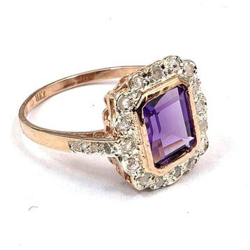 Zonder minimumprijs - Ring - 9 kt. Roségoud, Zilver Spinel -, Nieuw