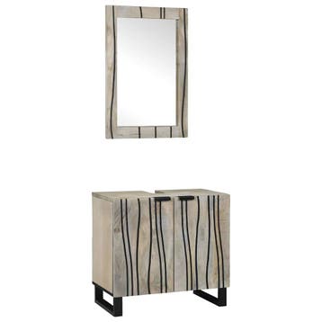 vidaXL Badkamerkast set 2 st Wit Massief Mango Hout, Verzenden, Nieuw