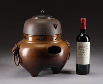 Bouilloire et brasier  (chagama) - Bronze, Fer (fonte) -, Antiek en Kunst