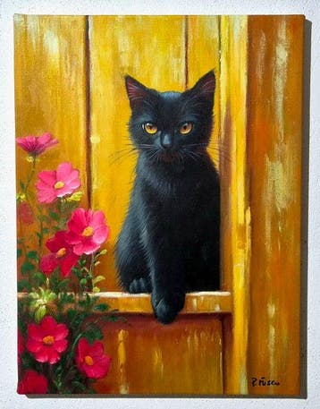Pietro Fusco (1980) - Il gatto tra i fiori, Antiek en Kunst