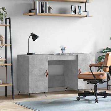 vidaXL Bureau 140x50x75 cm bewerkt hout betongrijs, Verzenden