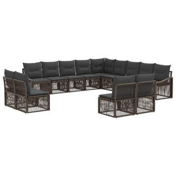 vidaXL Tuinbank Set 13 pcs Grijs poly rattan, Verzenden, Nieuw