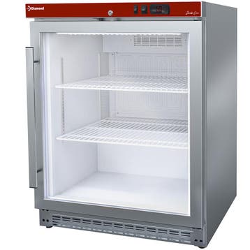 Koelkast geventileerd, glazen deur, 150 liter. R.V.S., Verzenden