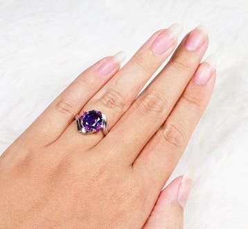 Zonder minimumprijs - Ring Zilver - 4.57ct. tw. Amethist -, Nieuw