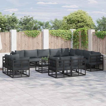 vidaXL Tuinbank Set 13 st Zwart Aluminium, Tuin en Terras, Tuinsets en Loungesets, Verzenden, Nieuw