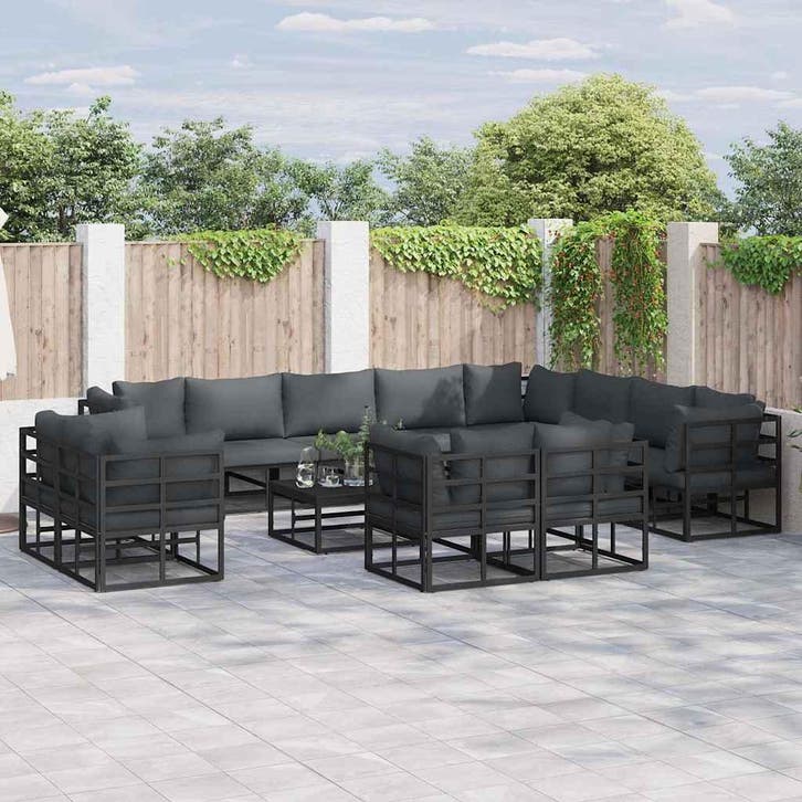 vidaXL Tuinbank Set 13 st Zwart Aluminium, Tuin en Terras, Tuinsets en Loungesets, Nieuw, Verzenden
